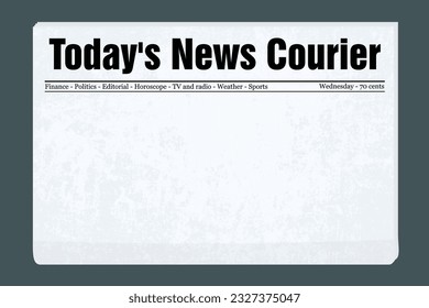 Newspaper front page template. Blank vector generic newspaper mockup with copy space.