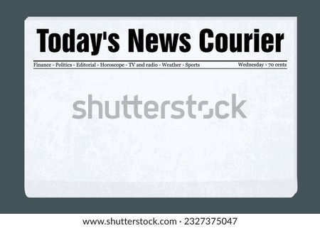 Newspaper front page template. Blank vector generic newspaper mockup with copy space.