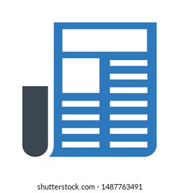newspaper glyph flat vector icon