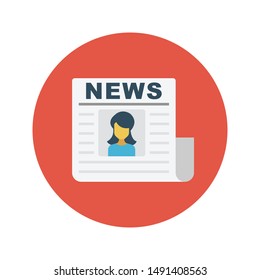 newspaper glyph flat vector icon
