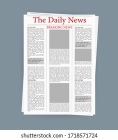 Newspaper, great design for any purposes. Vector editorial print layout. Newspaper template. Daily press empty paper journal vector mockup.