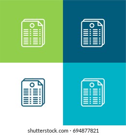 Newspaper green and blue material color minimal icon or logo design