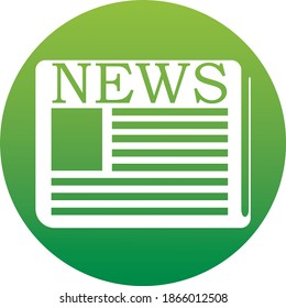 Un periódico con un icono de círculo de gradiente verde sobre blanco . Ilustración del vector EPS10.