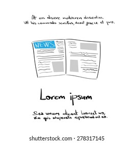 Newspaper Hand Draw Color Icon Vector Illustration