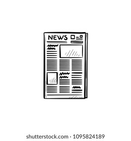 A newspaper hand drawn outline doodle icon. Daily newspaper with breaking news concept vector sketch illustration for print, web, mobile and infographics isolated on white background.