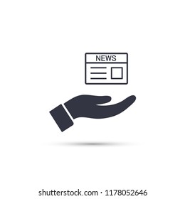 newspaper in the hand icon