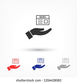 newspaper in the hand icon
