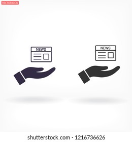 newspaper in the hand icon