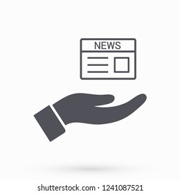 newspaper in the hand icon