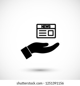 newspaper in the hand icon
