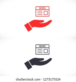 newspaper in the hand icon