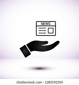 newspaper in the hand icon