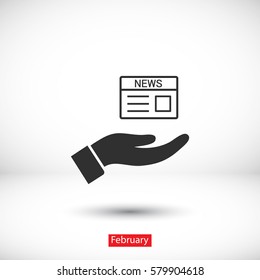 newspaper in the hand icon