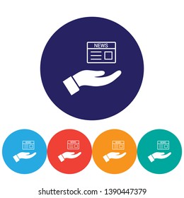 newspaper in the hand icon , lorem ipsum Flat design