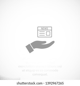 newspaper in the hand icon , lorem ipsum Flat design