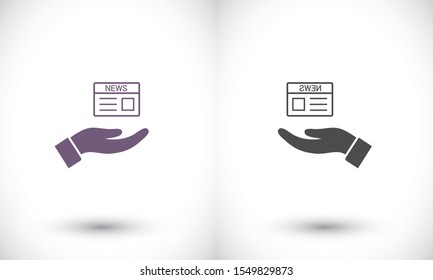 newspaper in the hand icon , lorem ipsum Flat design