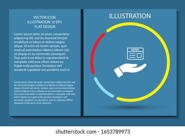 newspaper in the hand icon , lorem ipsum Flat design