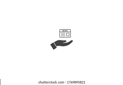 Zeitung in der Hand Symbol, lorem ipsum Flaches Design