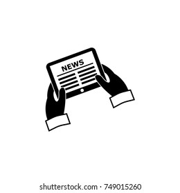 Newspaper in hand icon. Media element icon. Premium quality graphic design. Signs, outline symbols collection icon for websites, web design, mobile app, info graphics on white background