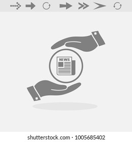 Newspaper and hands icon illustration isolated vector sign symbol