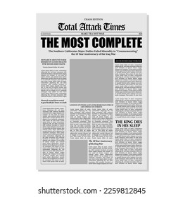 Newspaper headline. financial newspapers title page and daily journal. Newsprint brochure, print magazine column retro vector illustration. isolated on white background