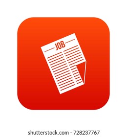 Newspaper with the headline Job icon digital red for any design isolated on white vector illustration