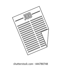 Newspaper with the headline Job icon in outline style isolated on white background