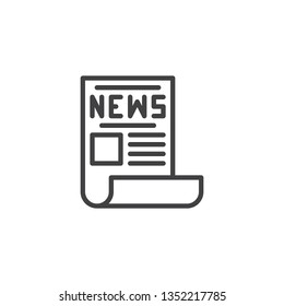 Newspaper headline line icon. linear style sign for mobile concept and web design. News paper outline vector icon. Symbol, logo illustration. Pixel perfect vector graphics