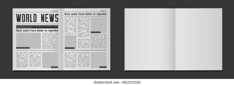 Newspaper Headline Mockup. Business News Tabloid Financial Newspapers Title Page And Daily Journal Vector Illustration Eps 10