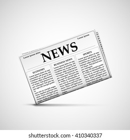 Newspaper with the headline News. Latest events in the economy, business and sport. Isolated on white background. Stock icon vector illustration.