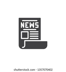 Newspaper headline vector icon. filled flat sign for mobile concept and web design. News paper glyph icon. Symbol, logo illustration. Pixel perfect vector graphics