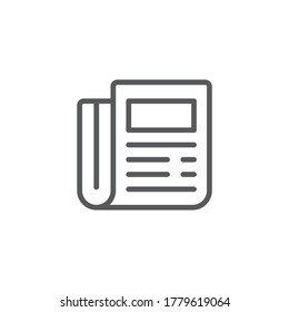 Símbolo de icono vectorial de encabezado del periódico aislado en fondo blanco
