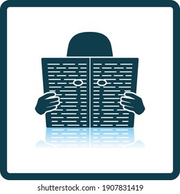 Newspaper Hole Icon. Square Shadow Reflection Design. Vector Illustration.