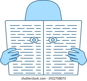 Newspaper Hole Icon. Thin Line With Blue Fill Design. Vector Illustration.