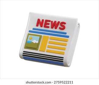 Newspaper icon 3d render concept of daily or weekly printed 3d newspaper icon vector illustration