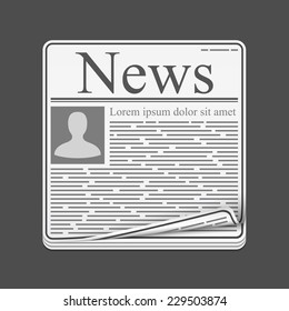 Newspaper icon with an abstract text, vector eps10 illustration