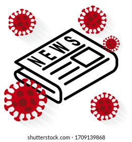 newspaper icon with abstract virus strain model Novel coronavirus disease 2019-nCoV. All news in world about Chikungunya now