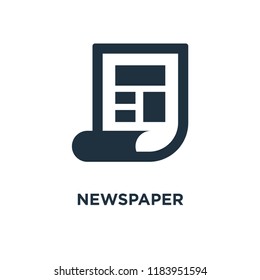 Newspaper icon. Black filled vector illustration. Newspaper symbol on white background. Can be used in web and mobile.