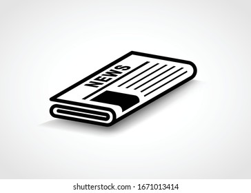 Newspaper icon in black outline style. Black vector illustration