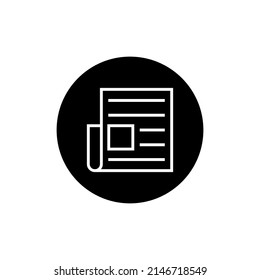 Newspaper icon in black round