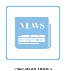 Newspaper icon. Blue frame design. Vector illustration.