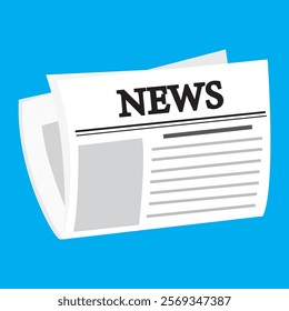 Newspaper icon. Clean folded paper. Simple news design. Blue background detail.