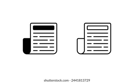 Newspaper icon design with white background stock illustration