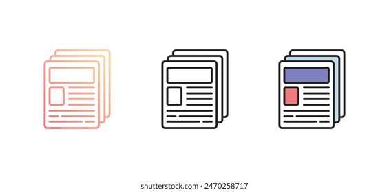 Newspaper icon design with white background stock illustration