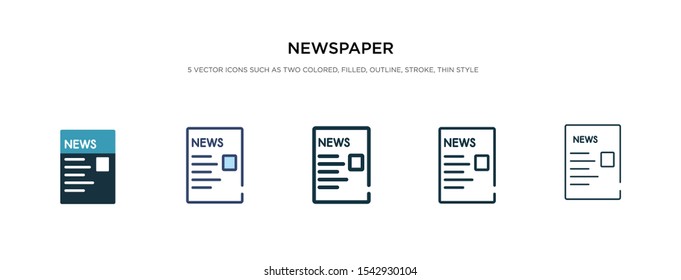 newspaper icon in different style vector illustration. two colored and black newspaper vector icons designed in filled, outline, line and stroke style can be used for web, mobile, ui