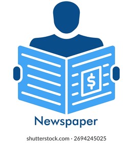 Icono de periódico en estilo Duotone. Ilustración vectorial para Medios, Prensa y Comunicación Concepto