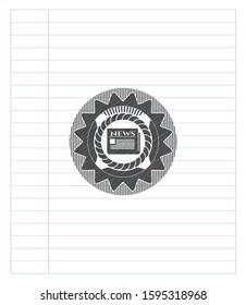 newspaper icon emblem with pencil effect. Vector Illustration. Detailed.