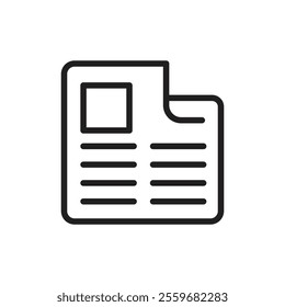 Newspaper icon Flat art in black and white isolated
