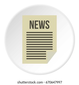 Newspaper icon in flat circle isolated vector illustration for web