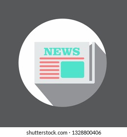 Newspaper icon  flat color   app button  flat design - Vector 